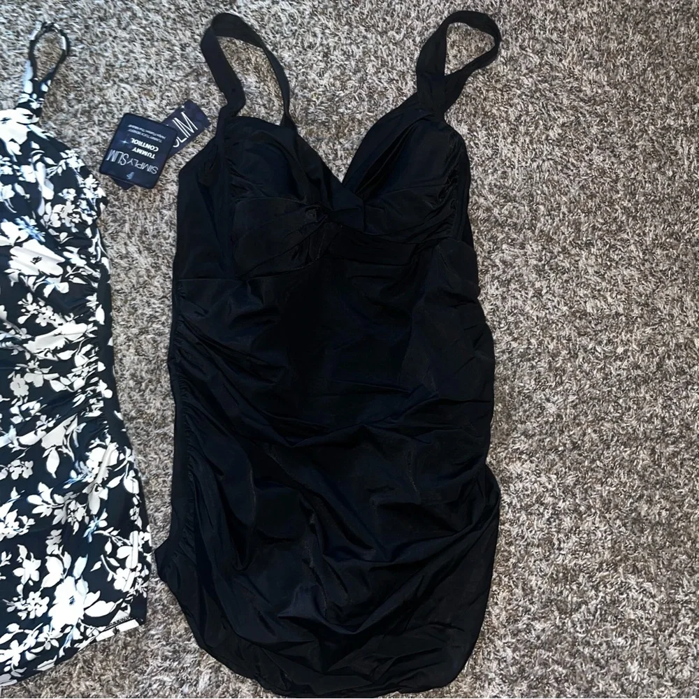Black & White Floral One-Piece Swimsuit Duo
